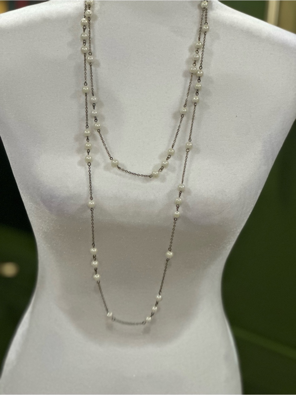Elegant White Pearl Long Station Necklace - Women Jewelry